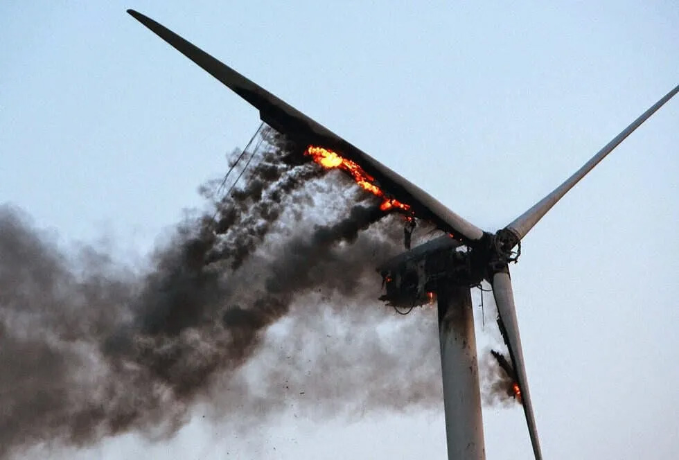 Wind mill turbines in flames